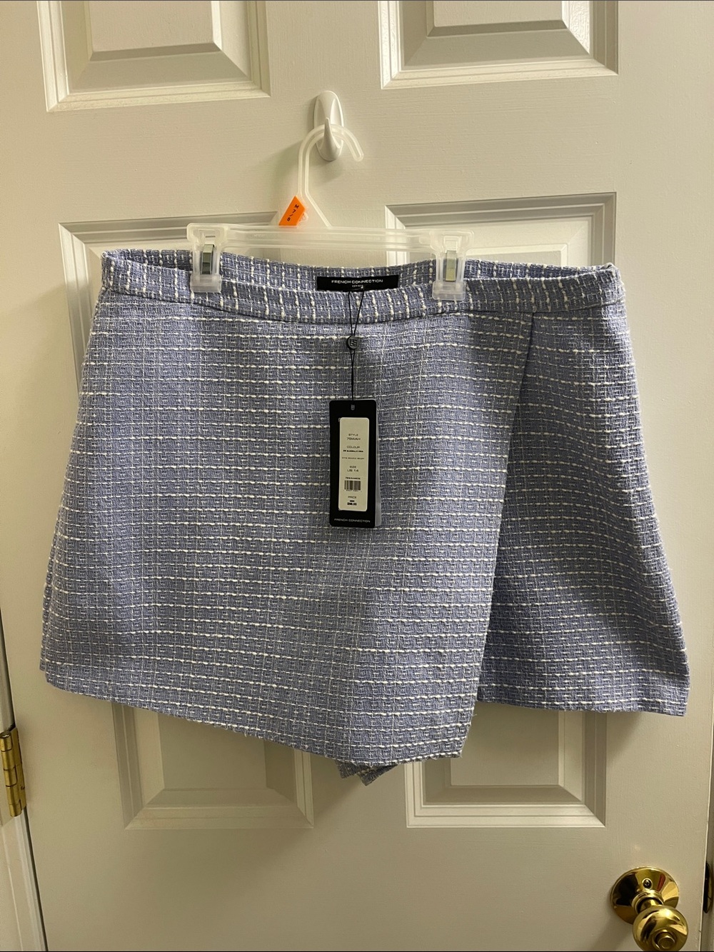 French Connection Effie Boucle Light Blue Tweed Skort